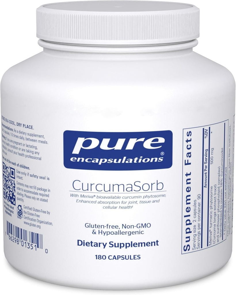 CurcumaSorb 180's - Meriva Curcumin Phytosome - Υποστηρίζει την κοινή υγεία* - Χωρίς γλουτένη & μη ΓΤΟ - 180 κάψουλες