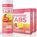 Superfood Tabs Superfoods Company Detox Cleanse Drink - Συμπλήρωμα για γυναίκες & άνδρες - Υποστήριξη Υγιεινού Βάρος, Επιπεφυκτικού Υγιεινής, Καβουριών & Ανακούφιση - Λεμονάδα Φράουλα Γεύση [60 Tablets]