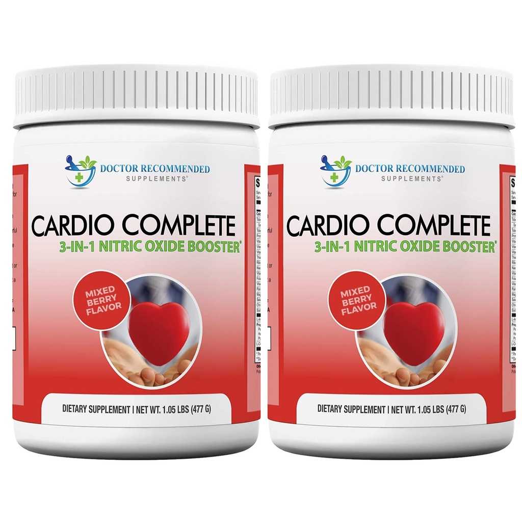Cardio Complete - Συμπλήρωμα σκόνης υποστήριξης καρδιάς - 3-σε-1 Nitric Oxide Booster με 5.000 L-αργινίνη, 1.000mg L-Citrulline, και Hawthorn Berry, 2 Pack