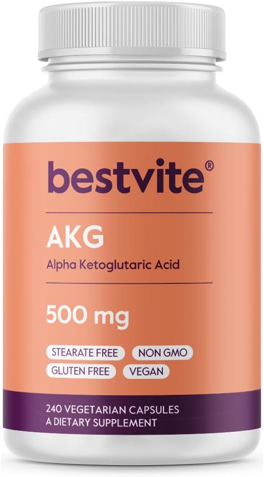 AKG (Alpha Ketoglutaric Acid) 1000mg ανά Σερβίρισμα (240 κάψουλες χορτοφάγων) - Χωρίς στέαρ - Vegan - Non GMO - Χωρίς γλουτένη - AKG συμπλήρωμα