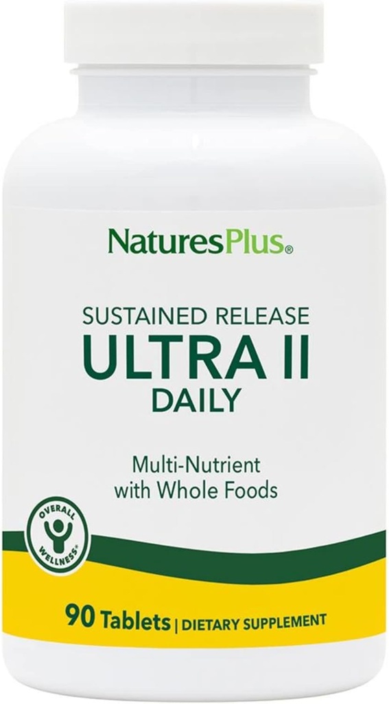 NaturesPlus Ultra II Daily - 90 Tablets - Πολυβιταμίνη με ολόκληρα τρόφιμα για τη συνολική ευεξία - Υποστηρίζει την Ενέργεια & Ανοσολογική Υγεία - Παρατεταμένη Κυκλοφορία - 90 Υπηρεσίες