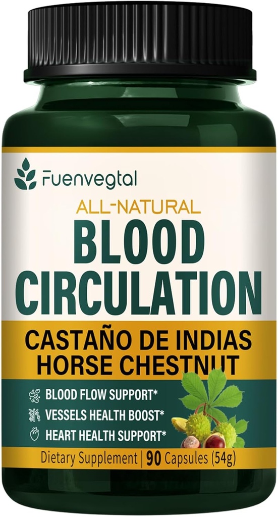 Horse Chestnut Blood Circulation Κάψουλες, Castaño de Indias y Diosmina para la Circulacion, Nitric Oxide Supplement for Healthy Blood Flow, Blood Pressure. 90 Μετρήσεις