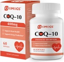 OMOGS CoQ10 400mg Softgels, Συνένζυμο Q10 Υψηλή Απορρόφηση Συμπληρώματα Υποστήριξη Καρδιά Υγεία, Καρδιαγγειακή Υγεία, Ανοσοποιητικό Σύστημα & Κυτταρική Παραγωγή Ενέργειας, Χωρίς Γλουτένη, 60 Softgels