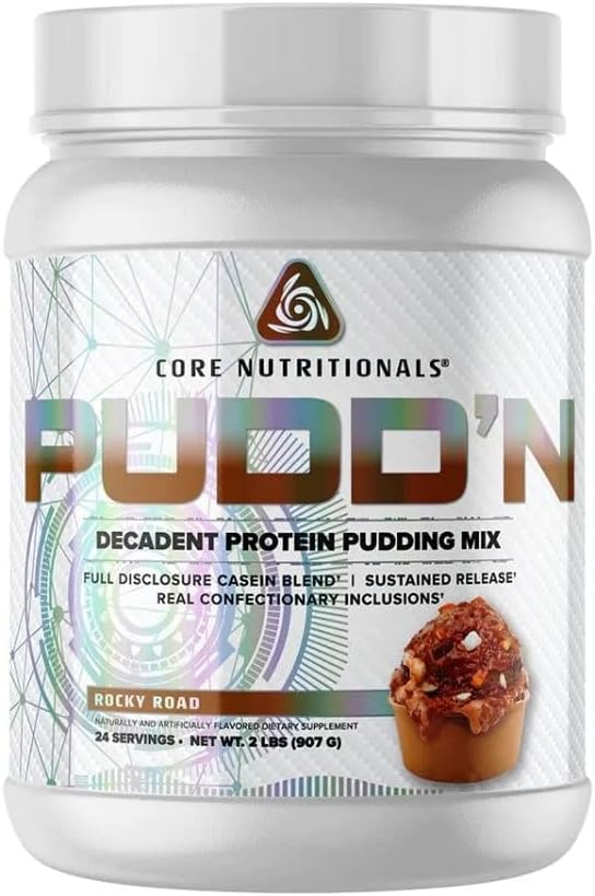 Πυρήνας Διατροφικές Pud'n, Decadent Πρωτεΐνη Pudding Mix, Πλήρης Αποκάλυψη Καζεΐνη Blend, Παρατεταμένη κυκλοφορία, 20G Πρωτεΐνη, 27 εξυπηρετούν (Rocky Road, 2 lb)