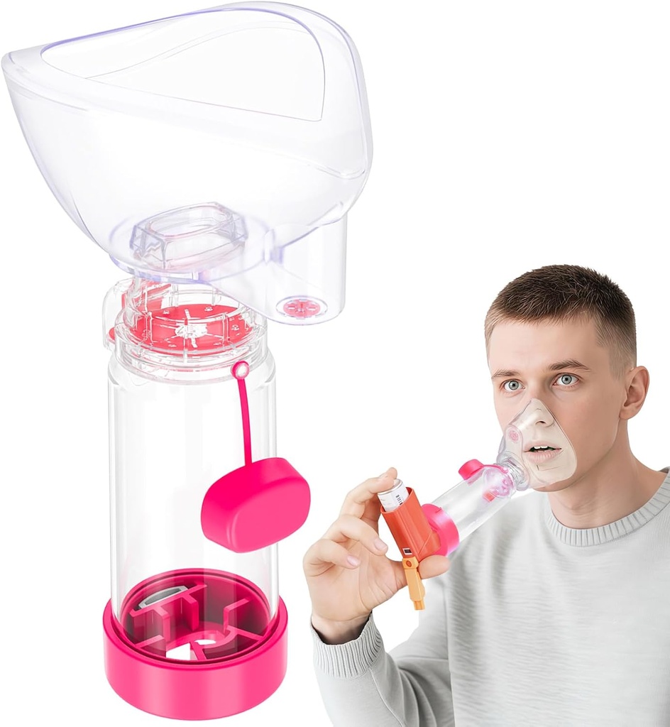 NESSI OTC Spacer Ενηλίκων με Mask Spacer και Mouthpiece Spacer (Pink)