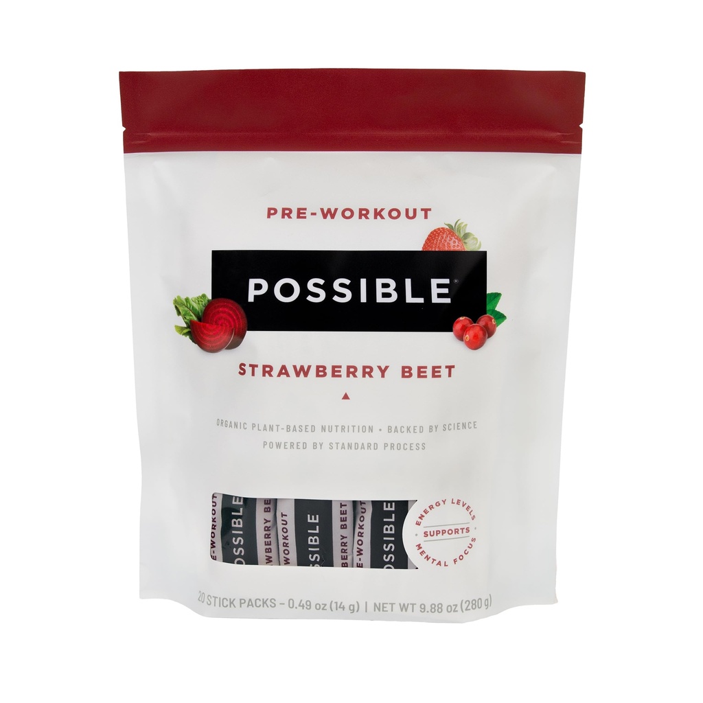 Beet Pre-Workout - Φράουλα Beet Flavor - Ατομική Wrapped εξυπηρετήσεις - Περιέχει B-Vitamins και Πράσινο Τσάι Caffeine Extract - Πηγή Νιτρωδών - 1 τσάντα, 20 Stick συσκευασίες