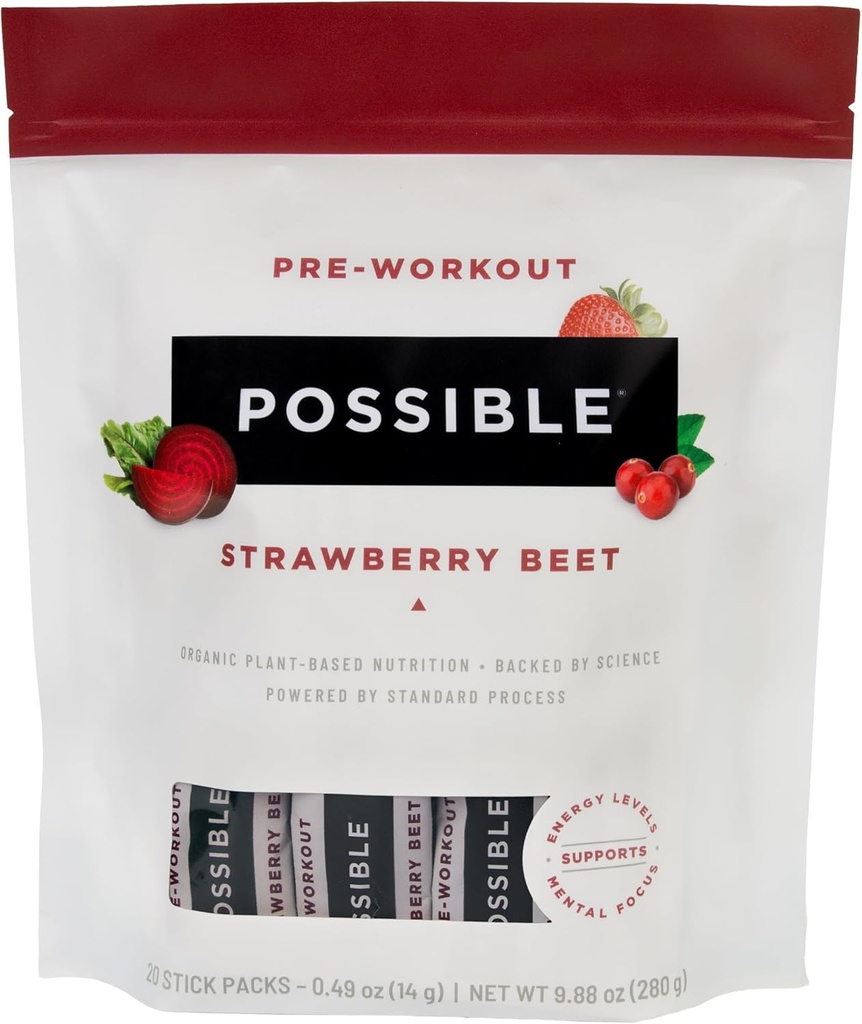 Beet Pre-Workout - Φράουλα Beet Flavor - Ατομική Wrapped εξυπηρετήσεις - Περιέχει B-Vitamins και Πράσινο Τσάι Caffeine Extract - Πηγή Νιτρωδών - 1 τσάντα, 20 Stick συσκευασίες