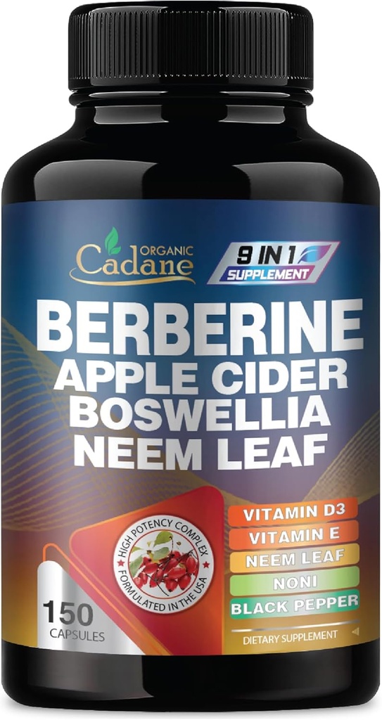 Συμπλήρωμα βερβερίνης με Neem Leaf, ξύσμα μηλίτη, VIT D3, E & More - 150 κάψουλες Υποστήριξη για το ανοσοποιητικό σύστημα, την πέψη και τη συνολική υγεία