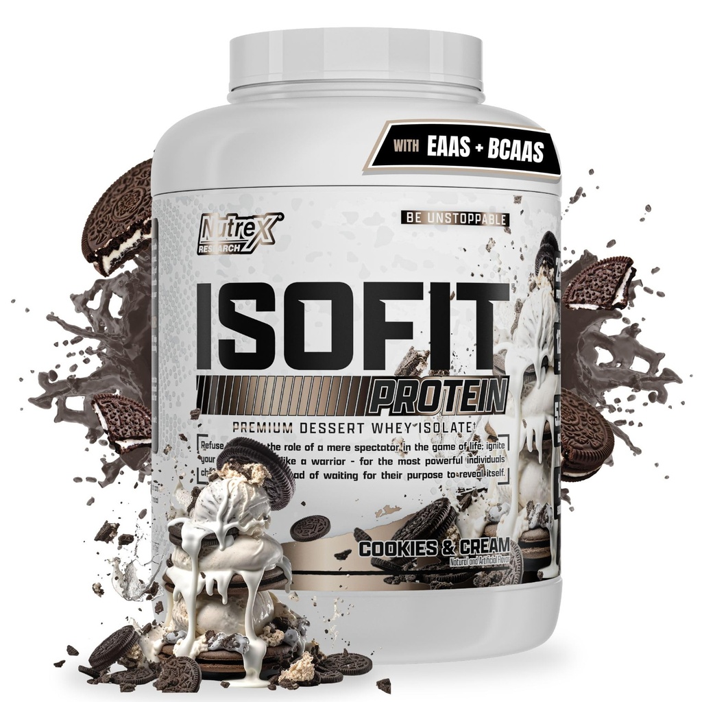 Nutrex Έρευνα IsoFit Whey Protein Powder Στιγμιαίο 100% Whey Protein Isolate (70 μερίδες, Cookies & Κρέμα)
