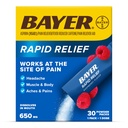 Bayer Rapid Relief Powder Powder Packs με ασπιρίνη & καφεΐνη, Διαλυτή ταχείας δράσης ανακούφιση του πόνου για τον πονοκέφαλο, τους μυς και τον πόνο του σώματος, άρωμα σμέουρων (Η συσκευασία μπορεί να διαφέρει), Συσκευασία των 3 x 10 Count