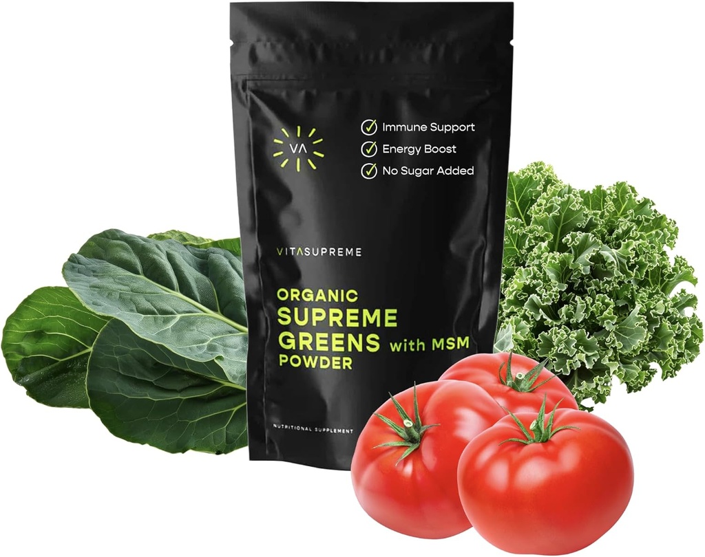 Βιολογικά Superfood Greens σκόνη με MSM, για την υγεία των ούρων, Digestion, ανοσοποιητική υποστήριξη, ενέργεια, και περισσότερα (χωρίς ζάχαρη, μη GMO, Keto, Vegan), 60 εξυπηρετούν, 30 ημέρες εφοδιασμού