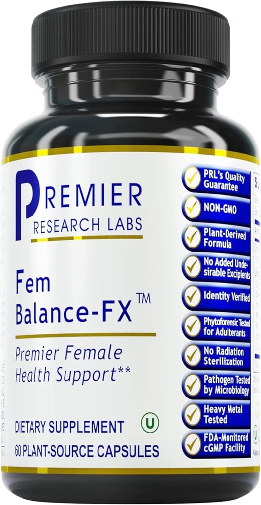 Premier Research Labs Fem Balance FX- Chasteberry συμπλήρωμα για τις γυναίκες Hormone Balance Support, Chaste Tree Supplement w/Organic Chasteberry Extract, Φυσική υποστήριξη για τις γυναίκες- 60 κάψουλες χορτοφάγων