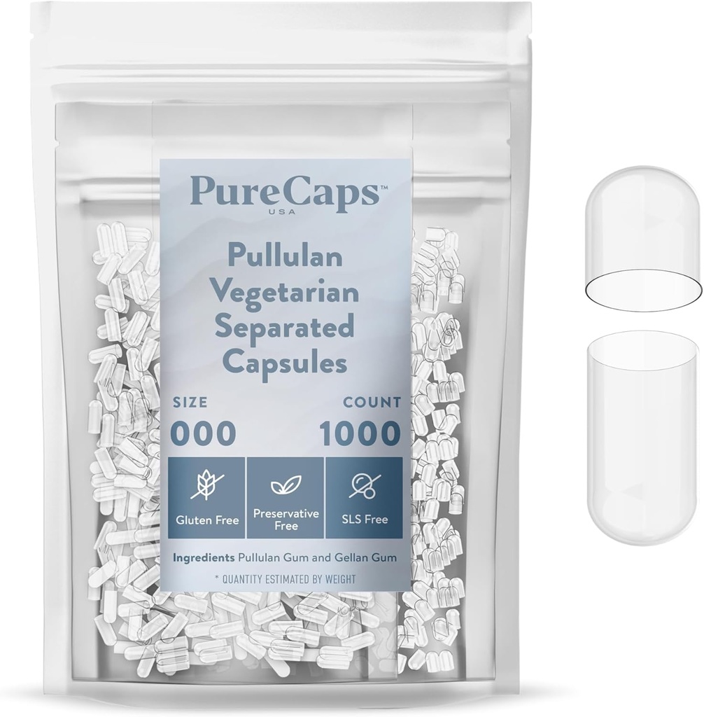 PureCaps USA - Κενά χάπια Vegan Pullulan μέγεθος 000 