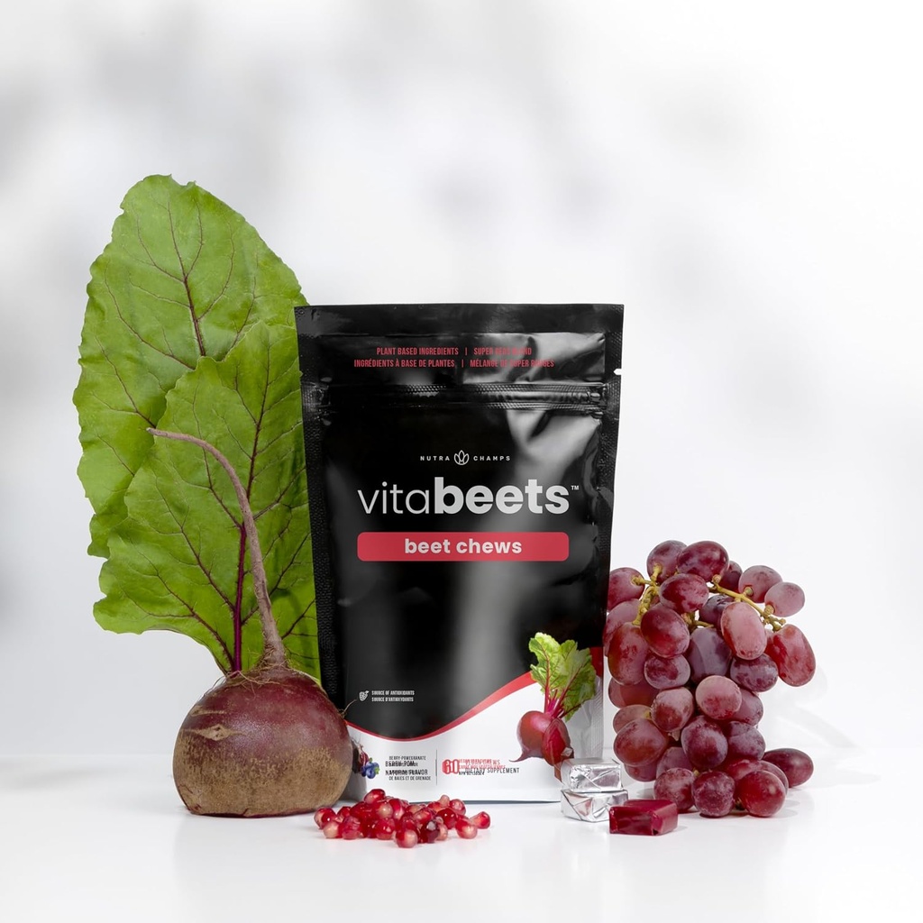 NutraChamps Τσίχλες τεύτλων - ισχυρό 750mg Εκχύλισμα ρίζας τεύτλων - Καρδιά Chews - Ροή αίματος και κυκλοφορία συμπλήρωμα υποστήριξης - Super Reds Blend - Beet Root Gummies Εναλλακτική - 60 Μαλακό Μαστίγιο