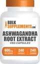 BulkSupplements.com Κάψουλες εκχύλισμα ρίζας Ashwagandha - Ashwagandha 600mg, συμπλήρωμα Ashwagandha, κάψουλες ρίζας Ashwagandha, Vegan & Gluten Free, 1 κάψουλες ανά υπηρεσία, 240 κάψουλες Veg