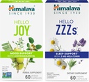 Himalaya Γεια σας Χαρά με Ashwagandha για τη βελτίωση Mood και πνεύματα & Γεια σας ZZZs με μελατονίνη για υποστήριξη ύπνου, 60 κάψουλες κάθε - Bundle