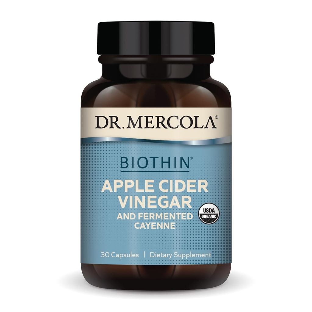 Dr. Mercola Biothin Organic Apple Cider Vinegar and Fermented Cayenne, 30 Σερβιέτες (30 κάψουλες), Συμπλήρωμα Διατροφής, Digestive Support, Μη ΓΤΟ, USDA Organic
