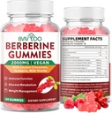 Premium berberine Gummies, 2000mg υψηλής ισχύος συμπλήρωμα berberberine HCI, Plus Ceylon Κανέλα, γαϊδουράγκαθο γάλακτος για γυναίκες & άνδρες, ανοσοποιητικό σύστημα & υποστήριξη μεταβολισμού - 60 Gummies