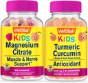 WellYes Magnesium Citrate Kids + Turmeric Curcumin Kids, Gummies Bundle - μεγάλη γεύση, συμπλήρωμα βιταμίνης, χωρίς γλουτένη, GMO δωρεάν, μασώμενη ούλα