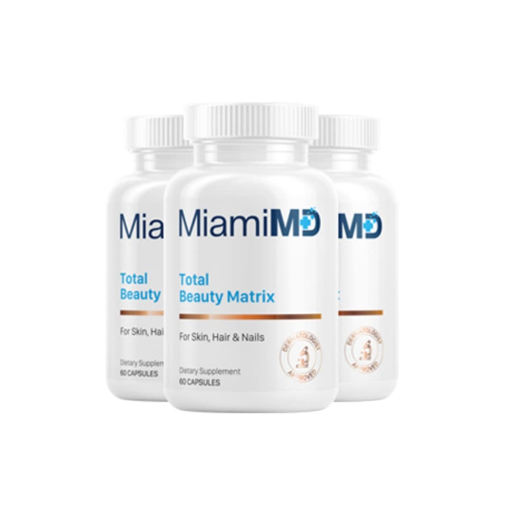 MiamiMD Total Beauty Matrix Collagen Supplements for Women - Collagen Capsules with Vitamin C for Hair, Skin and Nails - Cruelty Free - 60 Capsules