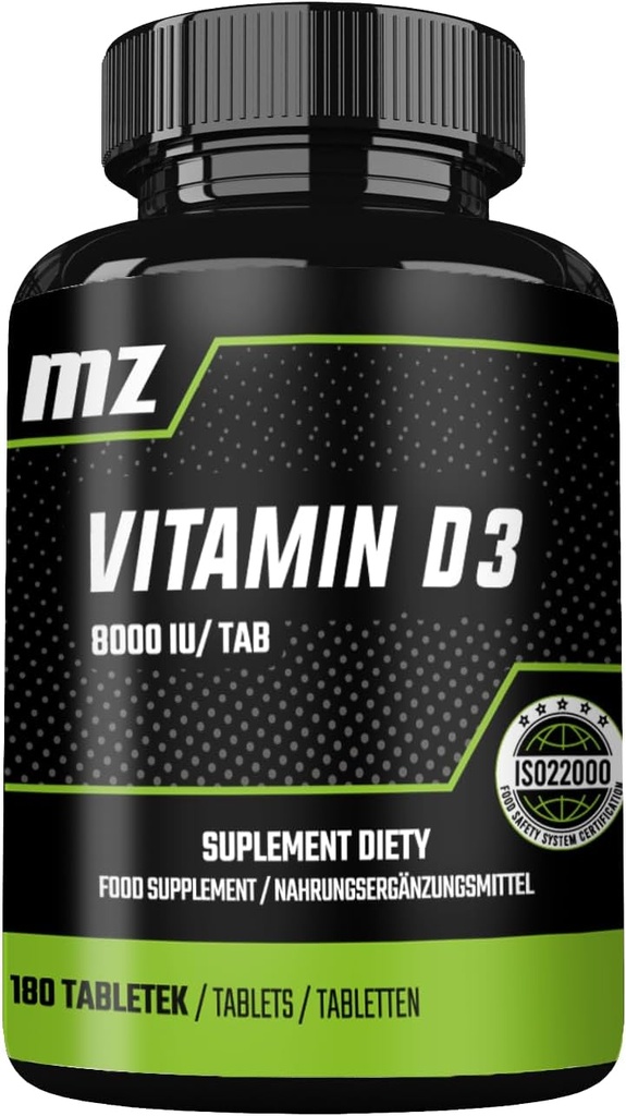 Vitamin D3 2000 IU in a Tablet - 180 Tablets - Lasts for 720 Servings - Supports Calcium Balance & Bone Health - Dietary Supplement by MZ