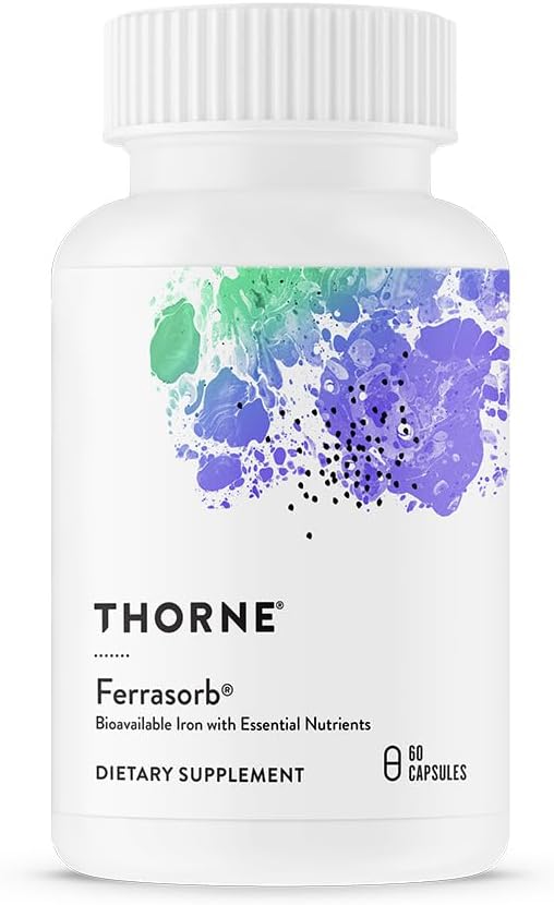 THORNE - Ferrasorb - 36 mg Iron with Essential Nutrients - Complete Blood Support Formula* - Elemental Iron, Folate, B and C Vitamins for Optimal Absorption - Gluten-Free - 60 Servings