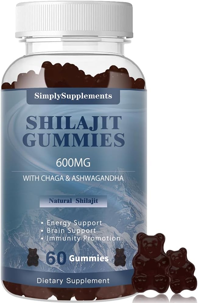 Shilajit Gummies με Ashwagandha και Chaga για άνδρες & γυναίκες - Shilajit συμπλήρωμα με Trace Minerals & Fulvic Acid για την ενέργεια και την υποστήριξη της ασυλίας, 60 Gummies