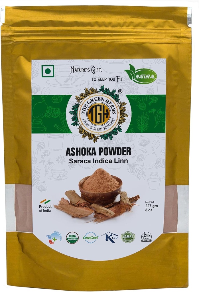 The Green Herbs Ashoka Chhal Powder, 227g Finely Ground, Φυσικό και Χημικό-Δωρεάν, Herbal Powder για γυναίκες, Saraca Indica