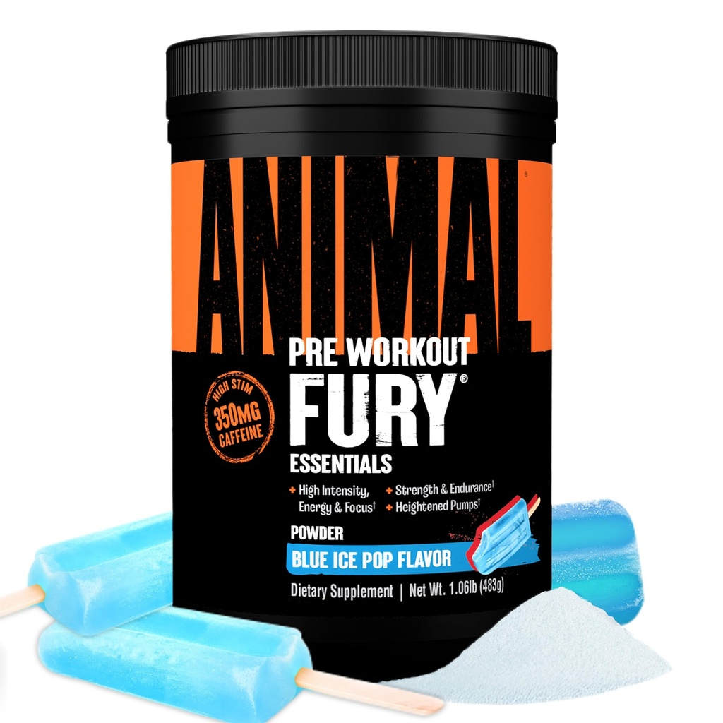 Zimal Fury Pre Workout Powder – Blue Ice Pop, 350mg καφεΐνη, BCAA Amino Acids, 2g Beta Alanine, Κιτρουλίνη & Τυροζίνη, Ενέργεια, Εστίαση, Δύναμη, Υπομονή, Προπόνηση για Άνδρες & Γυναίκες, 30 Υπηρεσίες