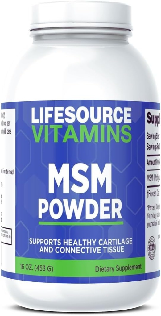 LifeSource Vitamins MSM Powder - 16 oz - Καθαρό και Καθαρό - 226 Μερίδες - 2.000 mg ανά υπηρεσία