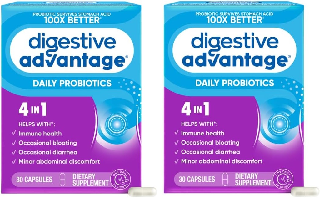 Digestive Advantage Daily Probiotic, 30 Capsules (Pack of 2)