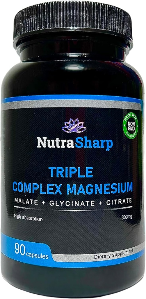 Triple Magnesium Complex 300mg | Malate, Glycinate, Citrate | 90 Capsules