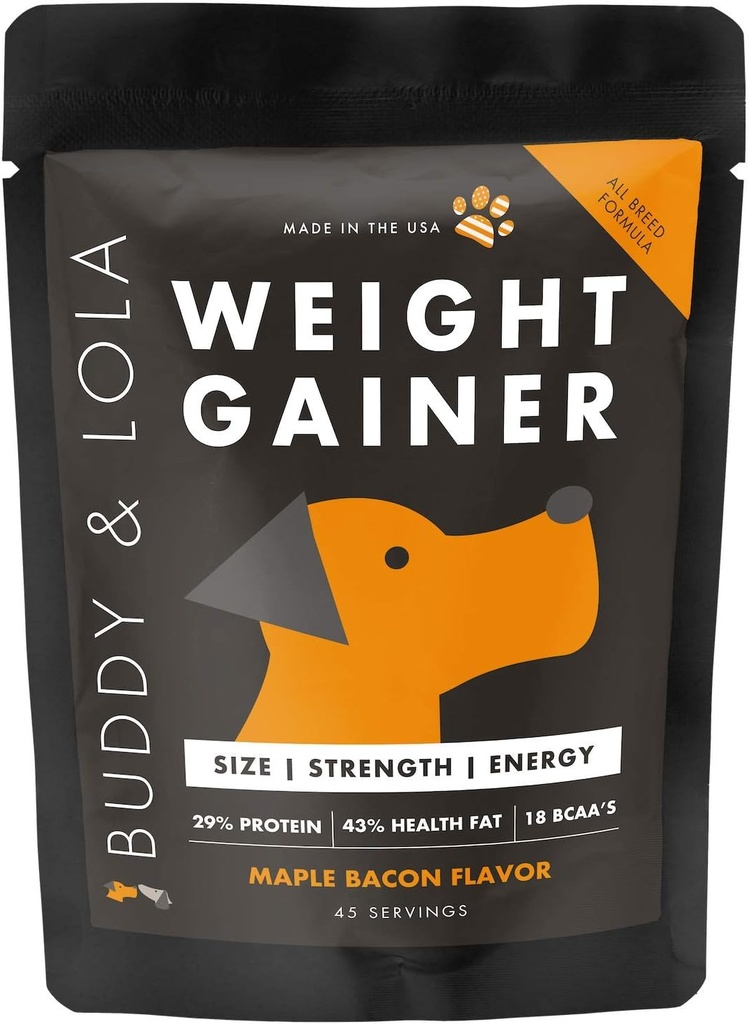 Buddy & Lola Dog Weight Gainer - συμπλήρωμα σκύλου για την αύξηση βάρους - Σκύλος Protien σκόνη για Max μυών Builder, Υψηλή θερμίδων συμπλήρωμα για όλα τα σκυλιά & Φυλή inc Bully. Pro Food Topper - Κατασκευασμένο στις ΗΠΑ