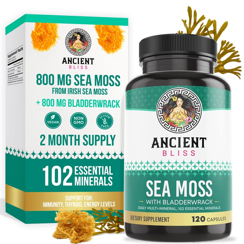 Ancient Bliss Organic Irish Sea Moss Pills - Dr Sebi Wildcraft Seamoss Κάψουλες 