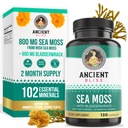 Ancient Bliss Organic Irish Sea Moss Pills - Dr Sebi Wildcrafted Seamoss Capsules | Thyroid, Healthy Skin & Gut Support | 120 Capsules