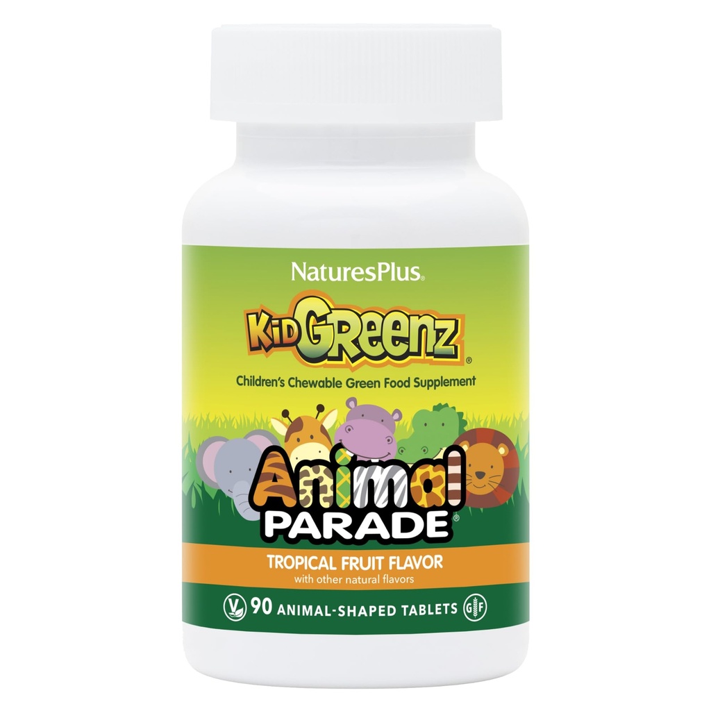 NaturesPlus Animal Parade KidGreenz - 90 Animal-Shaped Chewable Tablets, Pack of 3 - Includes Superfood Blend - Vegetarian, Gluten Free - 270 Total Servings