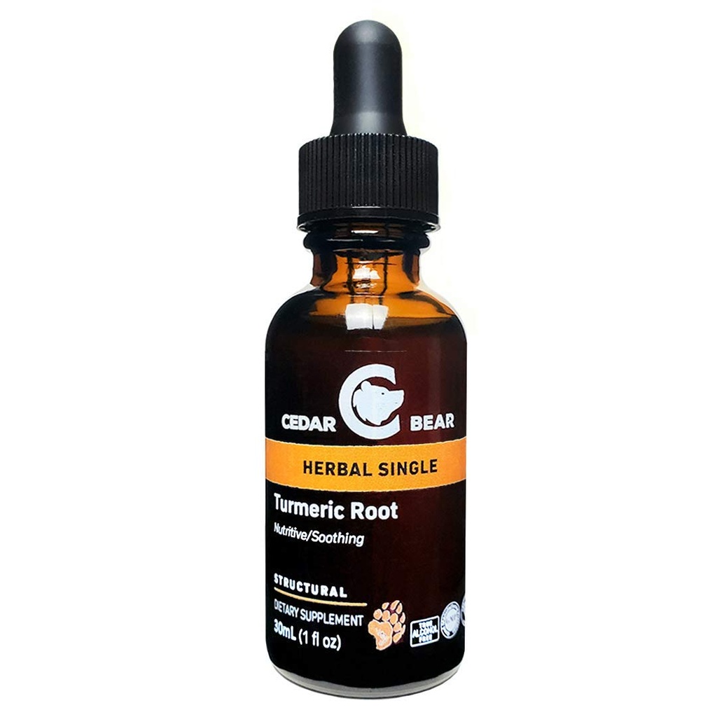 Cedar Bear Turmeric Root (Curcuma Longa) Υγρό φυτικό συμπλήρωμα που υποστηρίζει υγιή κυτταρική δραστηριότητα, και διεγείρει την ανοσοποιητική λειτουργία 1 Fl Oz