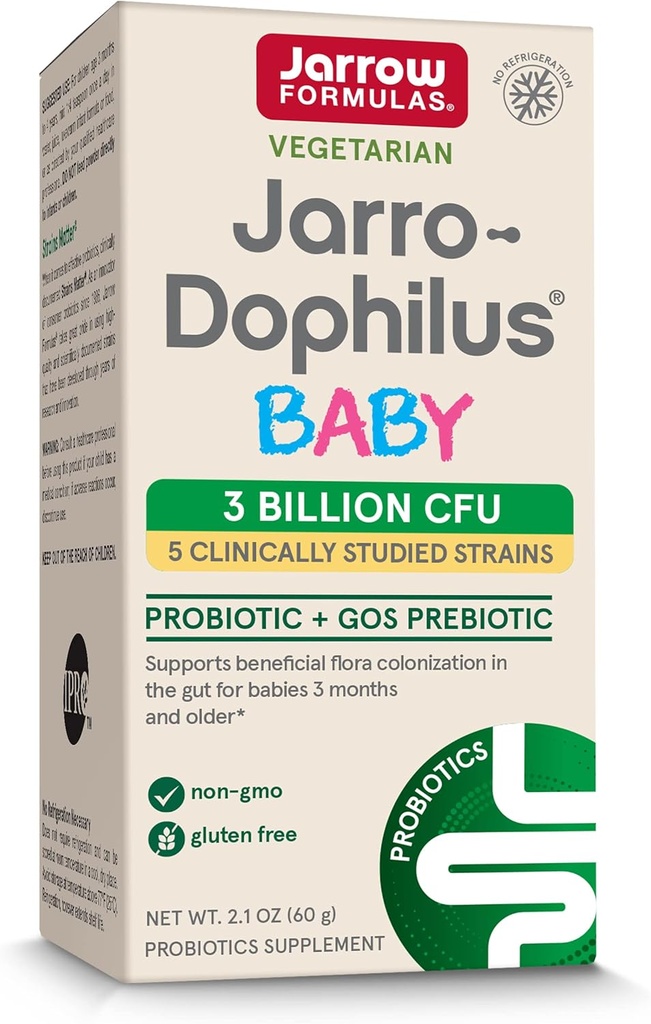 Jarrow Formulas Jarro-Dophilus Baby + GOS - 2.1 oz Powder - Supports Intestinal Health for Babies 3 Months to 4 Years - 60 Servings