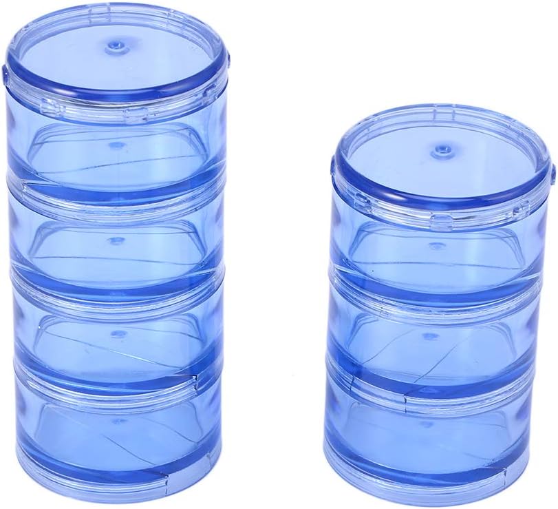 SUPVOX 1 σετ κυλίνδρων Stackable Pill Box Round Εβδομαδιαία θήκη εμπορευματοκιβωτίων για και φαρμακευτική αγωγή (μπλε)