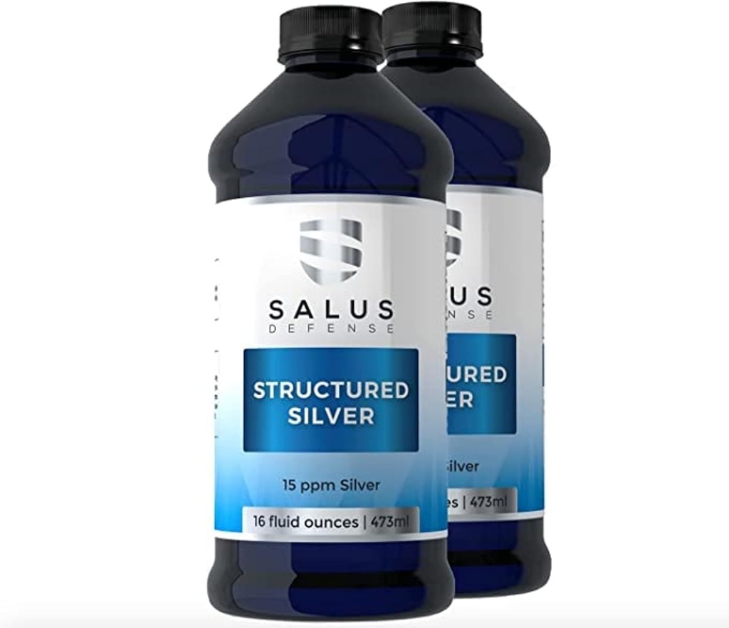 Structured Silver Liquid - Daily Immune Support Supplement with 15ppm Advanced Structured Silver Technology - All Natural with No Additives - 16 Ounce Bottle (2 Pack)