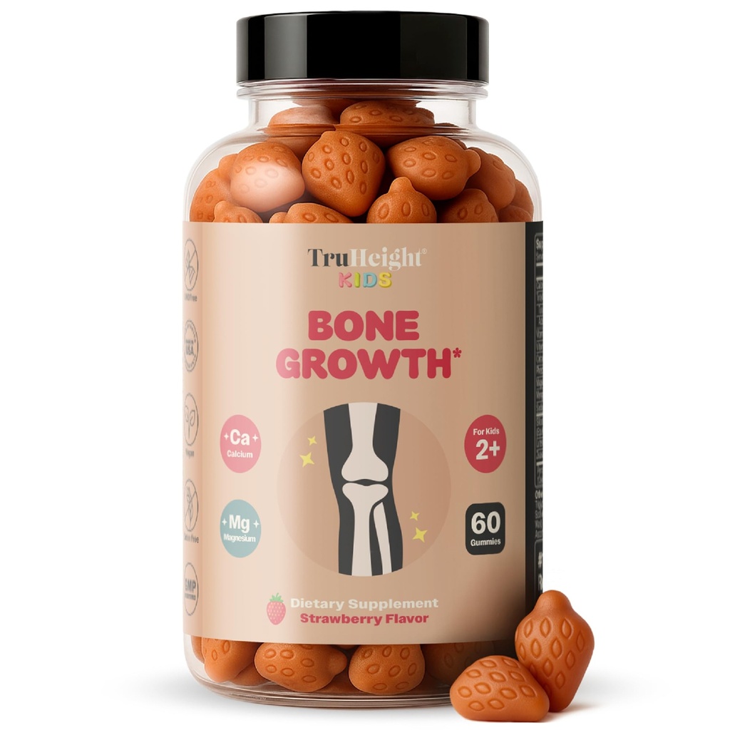 TruHeight Kids Growth Gummys (Βατόμουρο, Ηλικίες 2+) Όλα τα φυσικά παιδιά & Βιταμίνες Toddler - Βιταμίνη D, Ασβέστιο, K, Μαγνήσιο Πολυβιταμίνη, Ανάπτυξη και Ανάπτυξη, Χτίζει ισχυρά οστά, D3 K2, Vegan