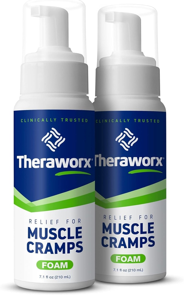 Theraworx Relief for Muscle Cramps Αφρός Fast-Active Muscle Spasm, Πόδι Θωρακικό μαγνήσιο - 7.1 oz - 2 Count