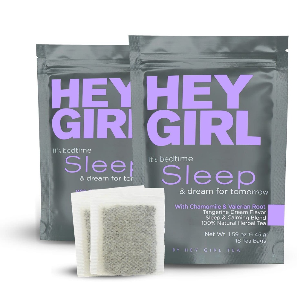 Hey Girl Sleep Tea - Φυσικό Herbal Τσάι Ώρα ύπνου Τσάι με Χαμομήλι, Πάθος Λουλούδι, Βαλεριάνα Ρίζα, Λέμον Μπάλμ - Χαλαρώνοντας, Χαλαρώνοντας Ενήλικες Sleepy Ώρα Τσάι - Χαλαρώστε Δώρα για τις γυναίκες 2-συσκευασίες