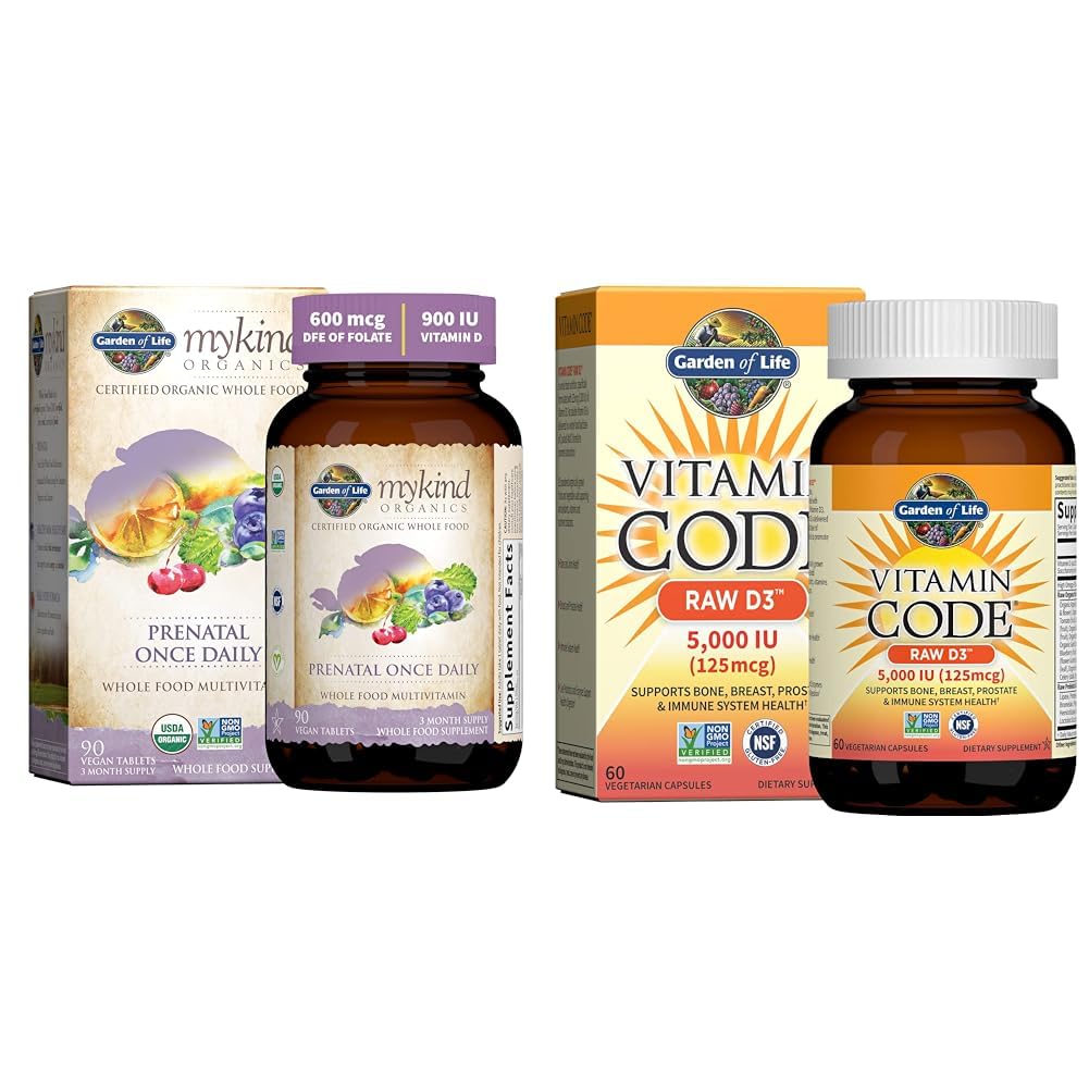 Organics Κήπος της Ζωής Προγεννητική Βιταμίνη: Φολικό για την Ενέργεια & Υγιής Ανάπτυξη του εμβρύου & Βιταμίνη D, Κωδικός Βιταμίνης Ακατέργαστη D3, Βιταμίνη D 5.000 IU