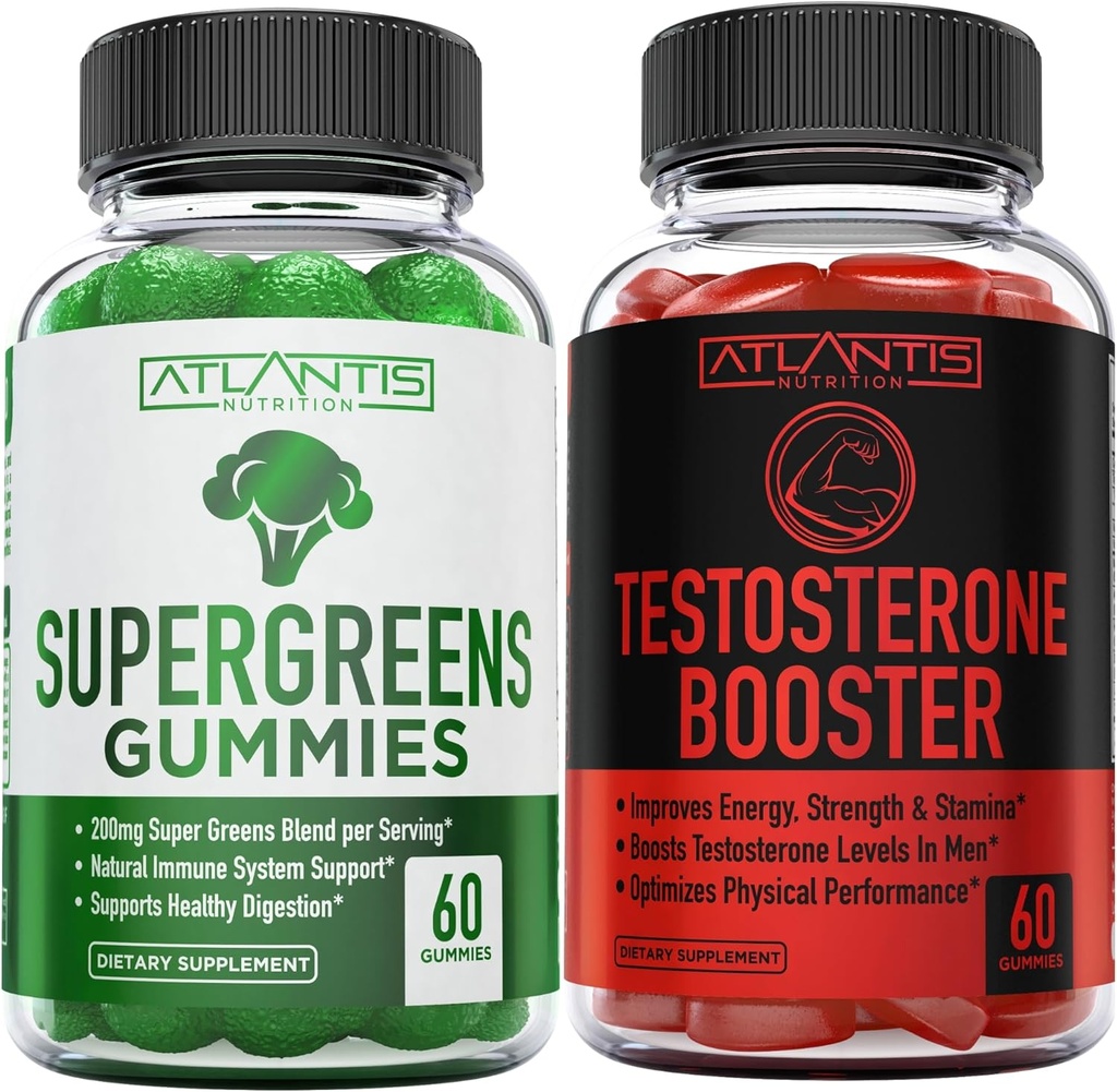 Διατροφή της Ατλαντίδας Supergreens 60 Gummies + Testrosterone Booster 2-Pack (120 Gummies)