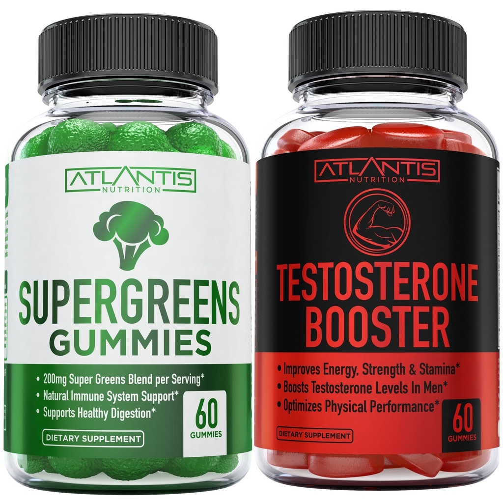 Διατροφή της Ατλαντίδας Supergreens 60 Gummies + Testrosterone Booster 2-Pack (120 Gummies)
