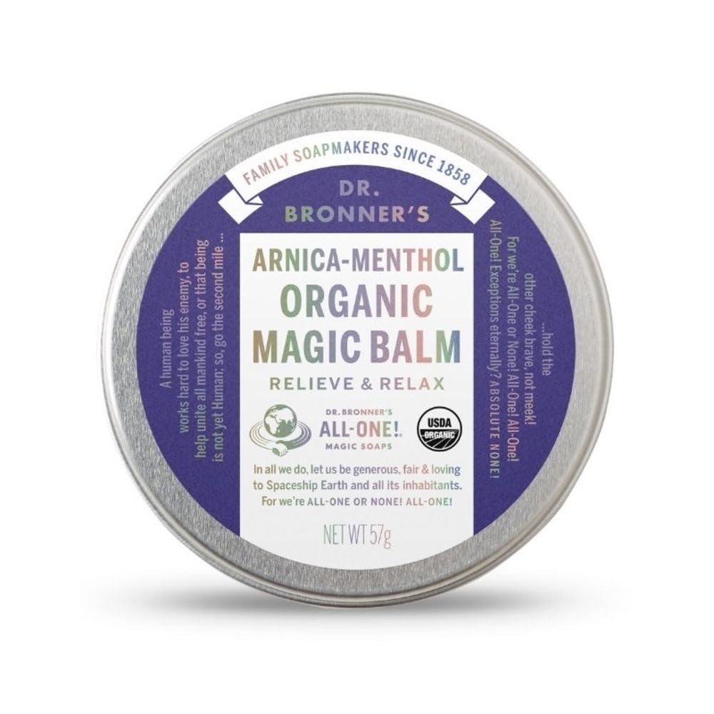 Dr. Bronner's - Organic Magic Balm (Arnica-Menthol, 2 Ουγγιά) - Κατασκευασμένο με οργανικό κερί μελισσών και οργανικό έλαιο κάνναβης, ανακουφίζει και χαλαρώνει πονεμένους μυς και αρθρώσεις αχυρών, ενυδατώνει και καταπραΰνει ξηρό δέρμα