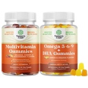 Δέσμη πολυβιταμινών Gummies - Haal Multivitamin Gummy με B12 Βιοτίνη Ψευδάργυρος & Βιταμίνη D και χορτοφάγους Ωμέγα 3 6 9 DHA Gummies για την υγεία του εγκεφάλου καρδιά των οστών και κοινή υποστήριξη - Άψογα ψάρια Δωρεάν
