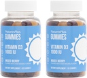 NaturesPlus Gummies Vitamin D3 1000 IU, Mixed Berry - 60 Gummies, Pack of 2 - Promotes Bone Health & Immune Function - Vegan, Gluten Free, Non-GMO - 120 Total Servings