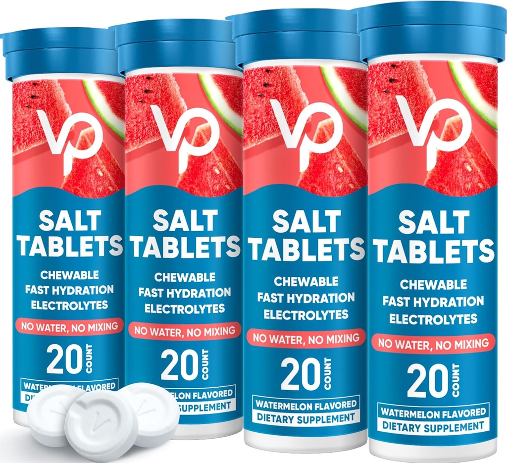 Venture Pal Chewable Electrolyte Tablets, 80 Count Fast-Dissolve Sugar-Free Stick Salt Tablets - Variety Pack for Rapid Hydration, Outdoor Running, Hiking, Sports | Keto & Vegan Friendly | 4 Pack